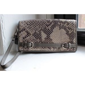 Coach wristlet Bifold Snap Snake Leather Embossed